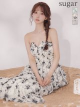 【予約商品/3月上旬発送予定】XS-Lサイズあり【DEA./ディア】フラワー/ ジャガード/ シフォン/ ティアード/ フレア/ ワンピース/ ミディアムドレス/ キャバドレス long[OF08]