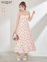 【予約商品/4月下旬発送予定】Lサイズあり【DEA./ディア】プリーツ/ フラワー/ シフォン/ フレア/ ワンピース/ ミディアムドレス/ キャバドレス[OF08]