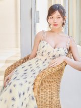 【朝日向まり/関西コレクション着用】Lサイズあり【DEA./ディア】プリーツ/ フラワー/ シフォン/ フレア/ ワンピース/ ミディアムドレス/ キャバドレス[OF08]