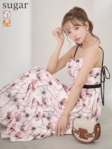 【予約商品/3月中旬発送予定】Lサイズあり【DEA./ディア】ウォーターカラー/ フラワー/ ドレープ/ フレア/ ワンピース/ ミディアムドレス/ キャバドレス[OF08]