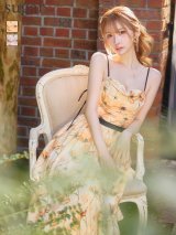 【けい/関西コレクション着用】Lサイズあり【DEA./ディア】ウォーターカラー/ フラワー/ ドレープ/ フレア/ ワンピース/ ミディアムドレス/ キャバドレス[OF08]