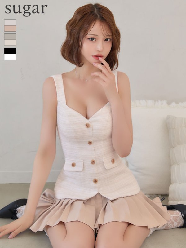 ホワイトxベージュ　モデル：れみれみ　身長：163cm　着用サイズ：Sサイズ