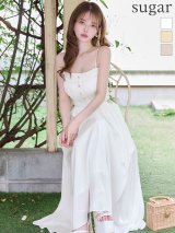【予約商品/6月下旬発送予定】XS-Lサイズあり【DEA./ディア】Satin gathered cami long dress/ サテン/ ギャザー/ キャミソール/ サイドカット/ ワンピース/ フレア/ ミディアムドレス/ キャバドレス long[OF08]