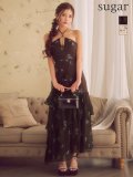 【DEA./ディア】ホルターネック/ フラワー/ シフォン/ サテン/ アシンメトリー/ 花柄/ ティアード/ フリル/ バストカット/ ワンピース/ミディアムドレス/ キャバドレス long[OF08]