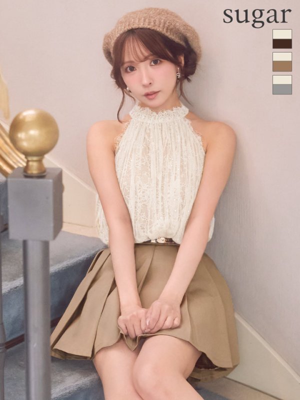 アイボリー×ベージュ　モデル：三上悠亜　身長：159cm　着用サイズ：Sサイズ