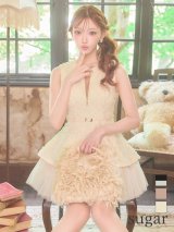 【予約商品/8月下旬発送予定】XSサイズあり【DEA./ディア】チェック/ レース/ ツイル/ ぺプラム/ ミニドレス/ キャバドレス[OF08]