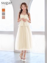 XSサイズあり【DEA./ディア】フラワー/ レース/ ペプラム/ チュール/ ミディアムドレス/ キャバドレス long[OF08]