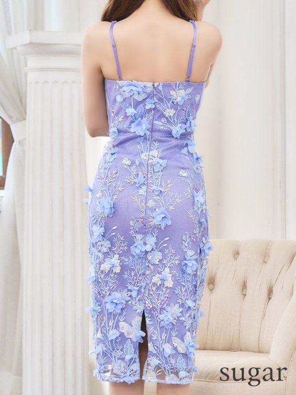 画像18: 【ISA FERRIS/ イサフェリス】【OF05】立体フラワー/ 刺繍/ バストシアー/ ノースリーブ/ タイト/ ひざ丈/ ミディアム丈/ ミディアムドレス/ キャバドレス