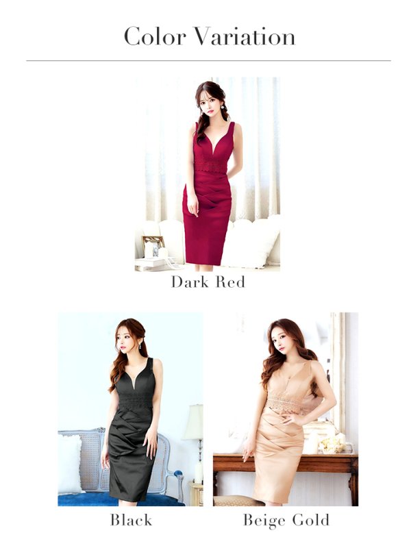 画像38: 【ISA FERRIS/ イサフェリス】【OF05】フラワーレース/ ワンカラー/ ストレッチ/ ノースリーブ/ タイト/ ひざ丈/ ミディアム丈/ ミディアムドレス/ キャバドレス