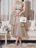 画像24: XS-Lサイズあり【ROBE de FLEURS/ローブドフルール】ベルト付き/ ドットオーガンジー/ ティアード/ フレア/ ミディアムドレス/ キャバドレス[OF2]