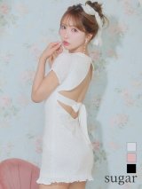 【予約商品/5月下旬発送予定】XSサイズあり【ROBE de FLEURS/ローブドフルール】カットデザイン/ ビジュー/ ワッフル/ リボン/ タイト/ ミニドレス/ キャバドレス[OF2]