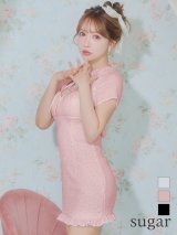 【予約商品/5月下旬発送予定】XSサイズあり【ROBE de FLEURS/ローブドフルール】カットデザイン/ ビジュー/ ワッフル/ リボン/ タイト/ ミニドレス/ キャバドレス[OF2]