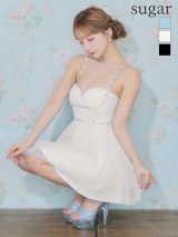 【予約商品/5月下旬発送予定】XSサイズあり【ROBE de FLEURS/ローブドフルール】ドットチュール/ ビジュー/ フレア/ ミニドレス/ キャバドレス[OF2]