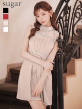 XSサイズあり【ROBE de FLEURS/ローブドフルール】スプリングツイード/ ビジュー/ ノースリーブ/ フレア/ ミニドレス/ キャバドレス[OF2]【一部予約商品/7月下旬発送予定】