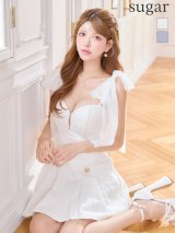 XSサイズあり【ROBE de FLEURS/ローブドフルール】ショルダーチュールリボン/ フレア/ ミニドレス/ キャバドレス[OF08]