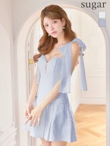 XSサイズあり【ROBE de FLEURS/ローブドフルール】ショルダーチュールリボン/ フレア/ ミニドレス/ キャバドレス[OF08]