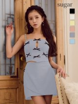 XSサイズあり【ROBE de FLEURS/ローブドフルール】ミニリボン/ バストカット/ セットアップ/ タイト/ ミニドレス/ キャバドレス[OF08]