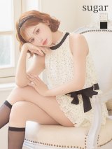 【予約商品/8月中旬発送予定】XSサイズあり【ROBE de FLEURS/ローブドフルール】ドットオーガンジー/ ウエストリボン/ ティアード/ フレア/ ミニドレス/ キャバドレス[OF2]