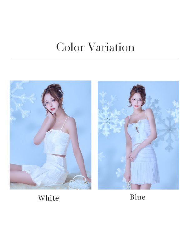 画像27: XSサイズあり【ROBE de FLEURS/ローブドフルール】ドリーミーパール/ チュールリボン/ セットアップ/ フレア/ ミニドレス/ キャバドレス[OF08]