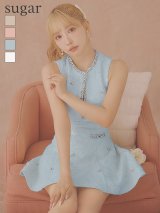XSサイズあり【ROBE de FLEURS/ローブドフルール】ビジューライン/ ノースリーブ/ フレア/ ミニドレス/ キャバドレス[OF2]【一部予約商品/6月中旬発送予定】