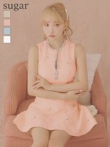 XSサイズあり【ROBE de FLEURS/ローブドフルール】ビジューライン/ ノースリーブ/ フレア/ ミニドレス/ キャバドレス[OF2]【一部予約商品/6月中旬発送予定】