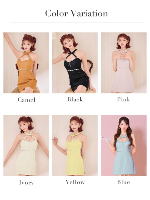 画像49: XSサイズあり【ROBE de FLEURS/ローブドフルール】リボンデザインホルター/ ビジュー/ タイト/ ミニドレス/ キャバドレス[OF08]