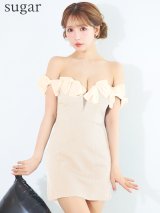 XSサイズあり【ROBE de FLEURS/ローブドフルール】シフォンリボン/ ワンショル/ タイト/ ミニドレス/ キャバドレス[OF2]