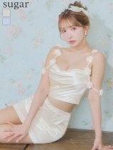 【予約商品/6月上旬発送予定】XSサイズあり【ROBE de FLEURS/ローブドフルール】パーツ取り外し可能/ フラワーストラップ/ サテン/ セットアップ/ ミニドレス/ キャバドレス[OF2]
