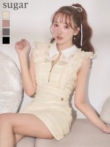 【予約商品/3月中旬発送予定】XSサイズあり【ROBE de FLEURS/ローブドフルール】フリル/ スパンコール/ チュール/ ミニドレス/ キャバドレス[OF08]