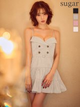 XSサイズあり【ROBE de FLEURS/ローブドフルール】光沢ツイル/ダブルボタン/ ティアード/ フリル/ キャミソール/ フレア/ ミニドレス/ キャバドレス[OF08]