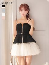 【予約商品/4月中旬発送予定】XSサイズあり【ROBE de FLEURS/ローブドフルール】フラワーレース/ ぺプラム/ チュール/ ドッキング/ フレア/ ミニドレス/ キャバドレス[OF08]