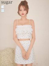 【予約商品/1月上旬発送予定】XSサイズあり【ROBE de FLEURS/ローブドフルール】小花柄/ レース/ フリル/ セットアップ/ タイト/ ミニドレス/ キャバドレス[OF08]