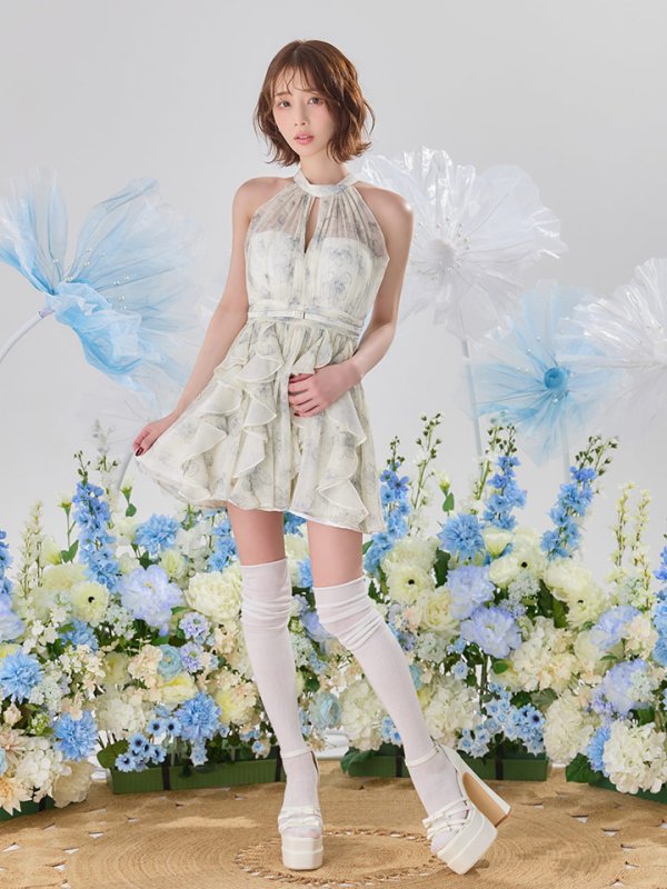 ブルー　モデル：りこ　身長：156cm　着用サイズ：Sサイズ