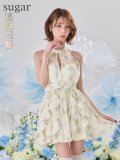 即日発送【ROBE de FLEURS/ローブドフルール】フラワー/ シフォン/ ホルターネック/ フレア/ ミニドレス/ キャバドレス[OF08]