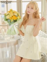 XSサイズあり【ROBE de FLEURS/ローブドフルール】ラメツイード/ キャミソール/ ランダムビジュー/ フレア/ ミニドレス/ キャバドレス[OF2]