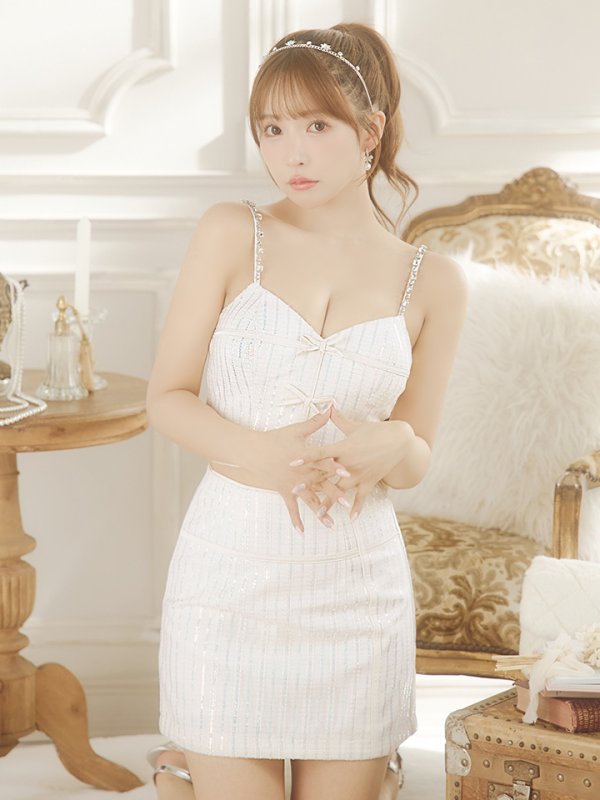 画像26: XSサイズあり【ROBE de FLEURS/ローブドフルール】トリプルミニリボン/ スパンコール/ セットアップ/ ミニドレス/ キャバドレス[OF08]