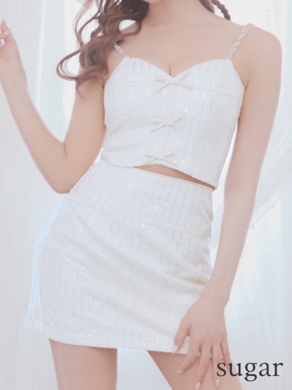 画像23: XSサイズあり【ROBE de FLEURS/ローブドフルール】トリプルミニリボン/ スパンコール/ セットアップ/ ミニドレス/ キャバドレス[OF08]