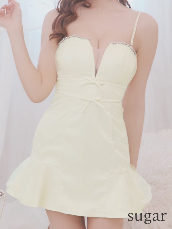 画像17: XSサイズあり【ROBE de FLEURS/ローブドフルール】ラメチュール/ サテン/ バストビジュー/ ミニドレス/ キャバドレス[OF08]