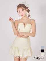 XSサイズあり【ROBE de FLEURS/ローブドフルール】サテン/ ビジュー/ レース/ フレア/ キャミソール/ ツーピース/ セットアップ/ ミニドレス/ キャバドレス[OF2]