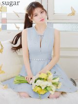 XSサイズあり【ROBE de FLEURS/ローブドフルール】リボンビジュー/ バストカット/ フレア/ ミニドレス/ キャバドレス[OF2]【一部予約商品/6月上旬発送予定】