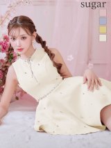 XSサイズあり【ROBE de FLEURS/ローブドフルール】リボンビジュー/ バストカット/ フレア/ ミニドレス/ キャバドレス[OF2]【一部予約商品/6月上旬発送予定】