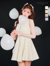 XSサイズあり【ROBE de FLEURS/ローブドフルール】リボンビジュー/ バストカット/ フレア/ ミニドレス/ キャバドレス[OF2]【一部予約商品/6月上旬発送予定】