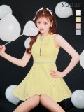 即日発送【ROBE de FLEURS/ローブドフルール】リボンビジュー/ バストカット/ フレア/ ミニドレス/ キャバドレス[OF08]