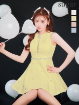 XSサイズあり【ROBE de FLEURS/ローブドフルール】リボンビジュー/ バストカット/ フレア/ ミニドレス/ キャバドレス[OF2]【一部予約商品/6月上旬発送予定】