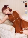 XSサイズあり【ROBE de FLEURS/ローブドフルール】リボンビジュー/ バストカット/ フレア/ ミニドレス/ キャバドレス[OF08]【一部予約商品/10月中旬発送予定】