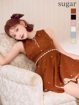 XSサイズあり【ROBE de FLEURS/ローブドフルール】リボンビジュー/ バストカット/ フレア/ ミニドレス/ キャバドレス[OF08]【一部予約商品/10月中旬発送予定】