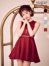 XSサイズあり【ROBE de FLEURS/ローブドフルール】リボンビジュー/ バストカット/ フレア/ ミニドレス/ キャバドレス[OF08]【一部予約商品/10月中旬発送予定】