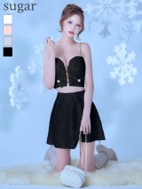 sugarコラボカラー・XSサイズあり【ROBE de FLEURS/ローブドフルール】サイドミニリボン/ スパンコール/ グロウ/ セットアップ/ フレア/ ミニドレス/ キャバドレス[OF08]