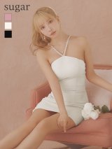 XSサイズあり【ROBE de FLEURS/ローブドフルール】ビジュー/ ホルター/ バックリボン/ タイト/ ミニドレス/ キャバドレス[OF2]【一部予約商品/6月上旬発送予定】