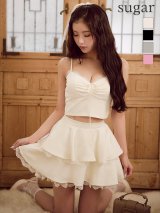 【予約商品/9月下旬発送予定】XSサイズあり【ROBE de FLEURS/ローブドフルール】ティアードスカート/ ツーピース/ フレア/ ミニドレス/ キャバドレス[OF08]